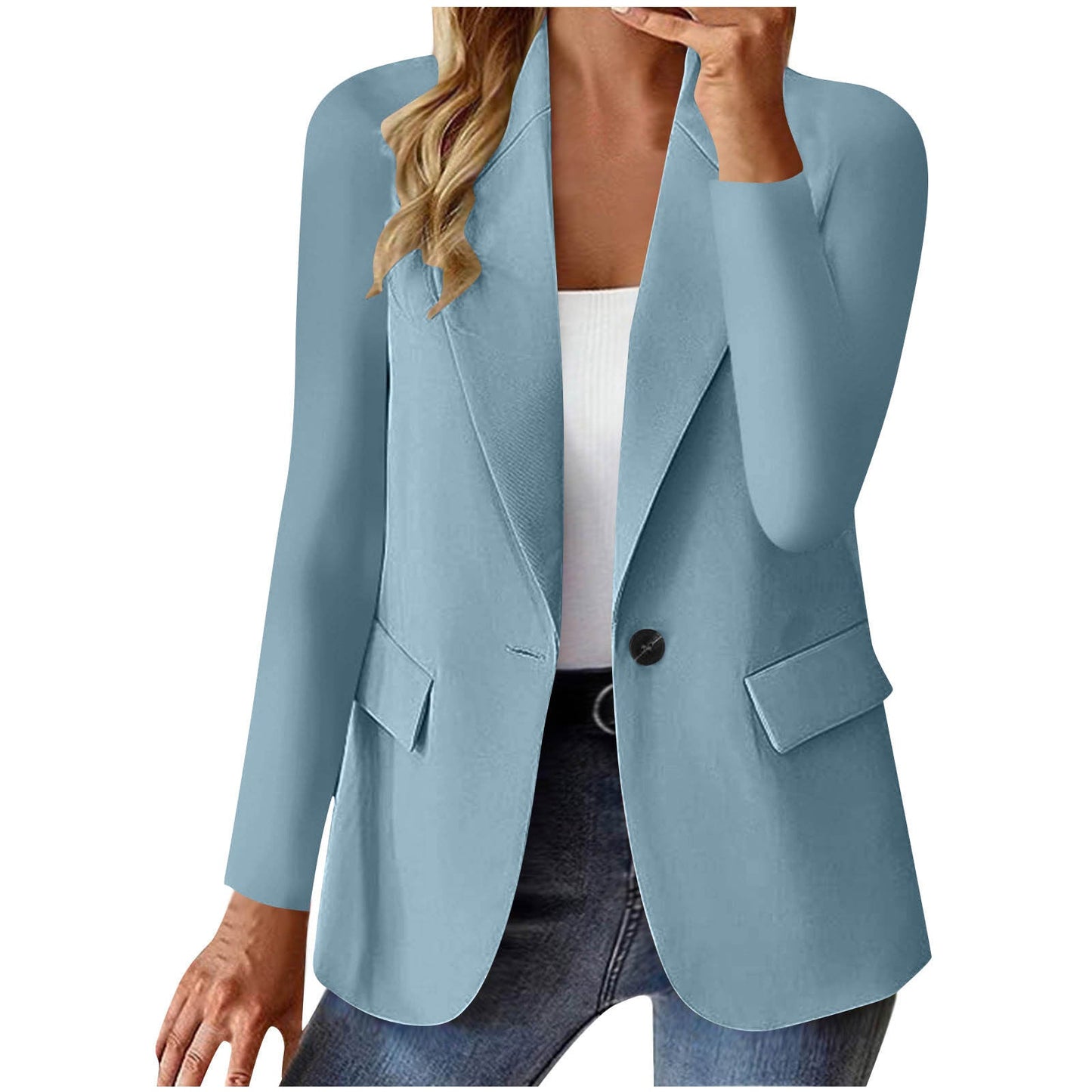 Ins Lapel Button Jacket Fashion Commuter Casual Suit Jacket Women's Long-sleeved Tops Outwear Clothing NommL