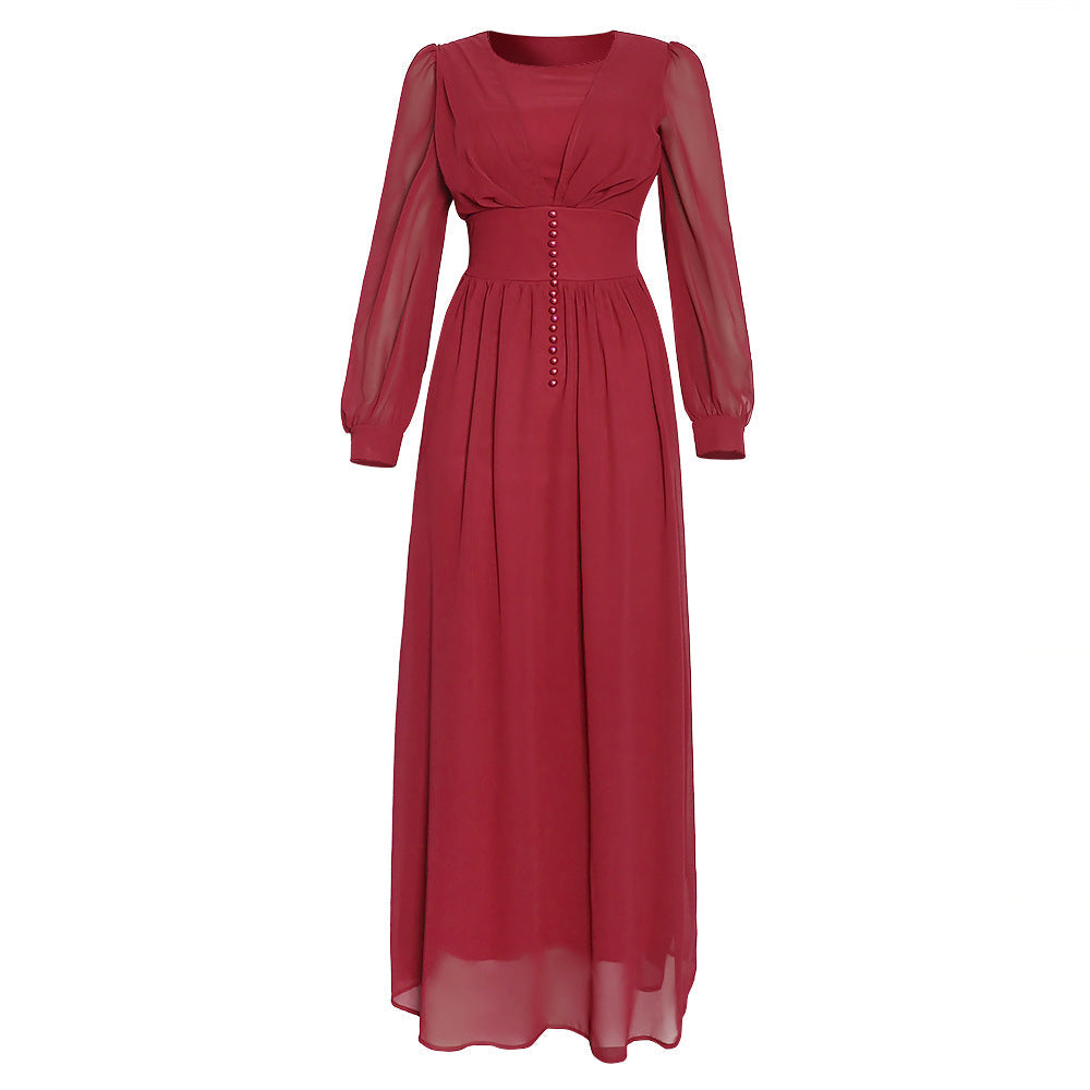 Muslim Women's Clothing Long Sleeve Chiffon Dress NommL