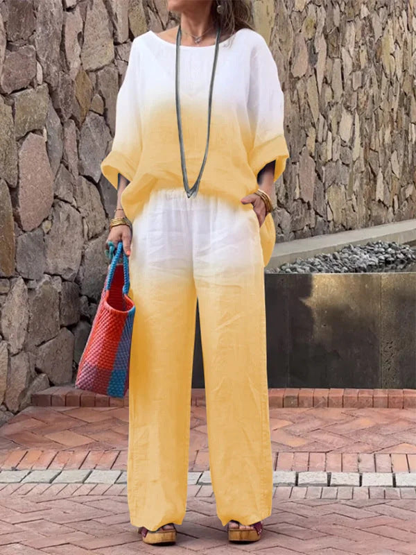 Cotton Linen Gradient Two-piece Set NommL