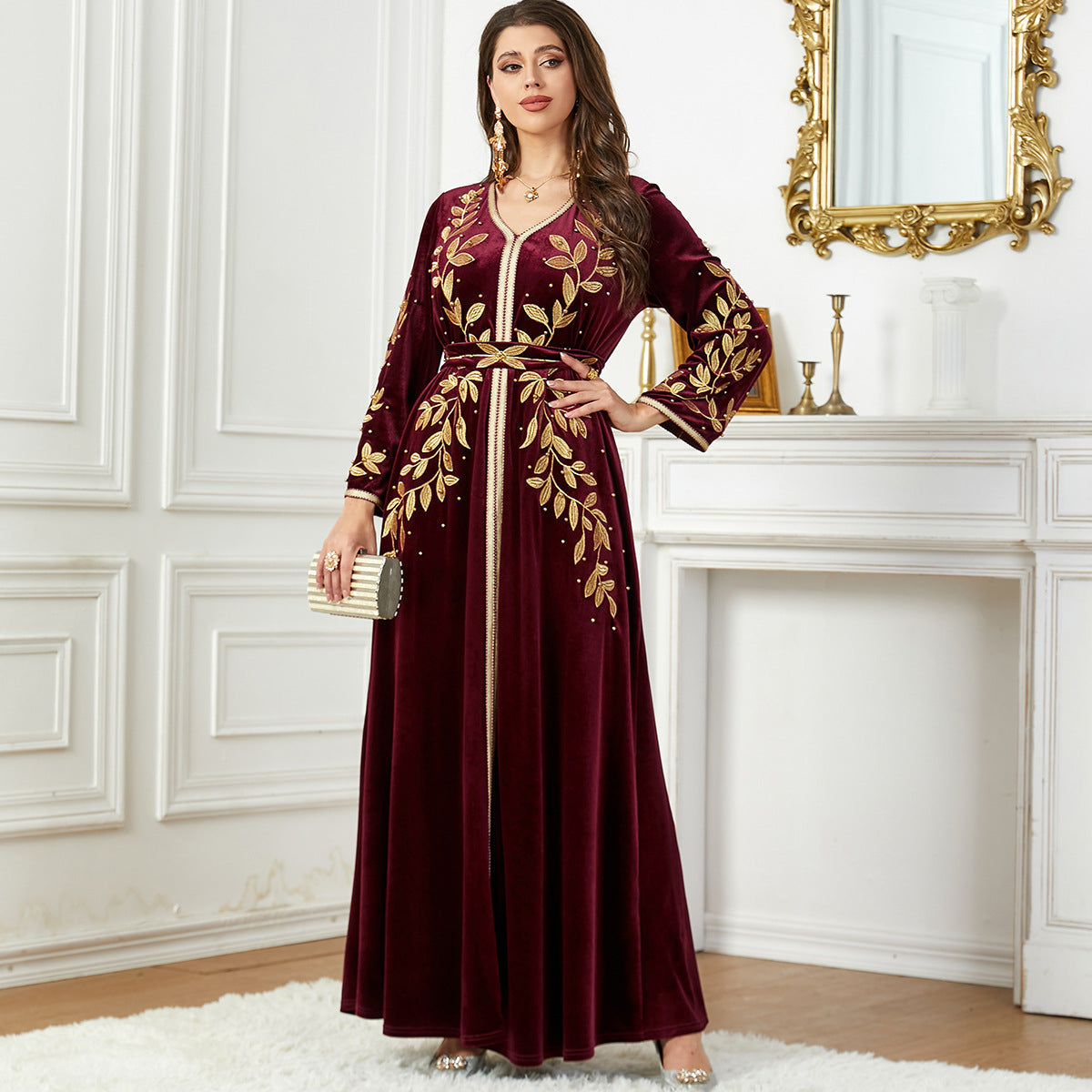 Velvet Dress Arab Women's Clothing NommL