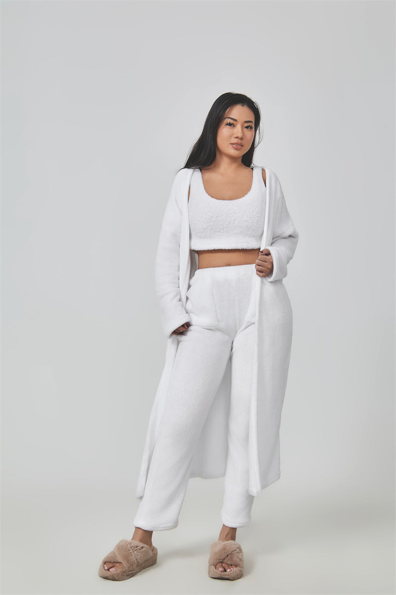 Cozy Pajama Set, 3 Piece Lounge Set, Cute Loungewear, Warm Suit Sets, Matching Set, Lounge Set, 3 Piece Pant Sets, Women Winter Dress NommL