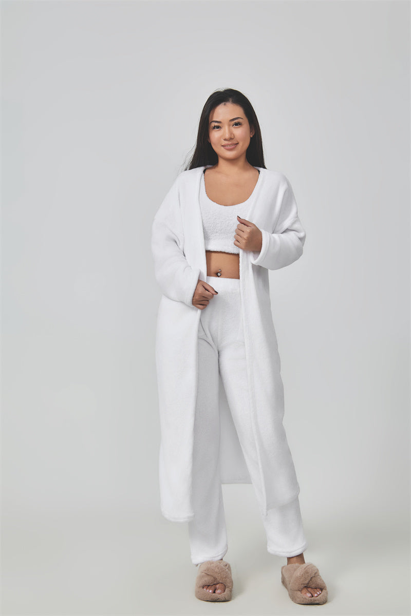 Cozy Pajama Set, 3 Piece Lounge Set, Cute Loungewear, Warm Suit Sets, Matching Set, Lounge Set, 3 Piece Pant Sets, Women Winter Dress NommL