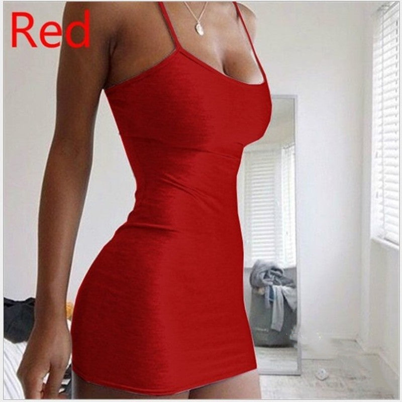 Pure Color Simple Hanging Neck Tight-fitting Hip Skirt NommL