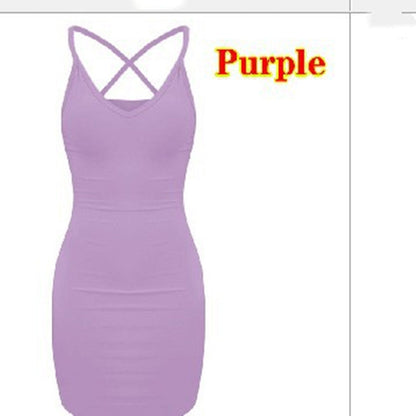 Pure Color Simple Hanging Neck Tight-fitting Hip Skirt NommL