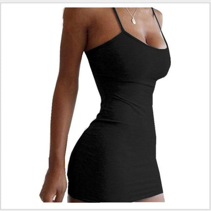 Pure Color Simple Hanging Neck Tight-fitting Hip Skirt NommL