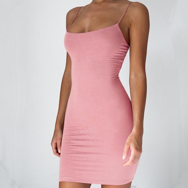 Pure Color Simple Hanging Neck Tight-fitting Hip Skirt NommL