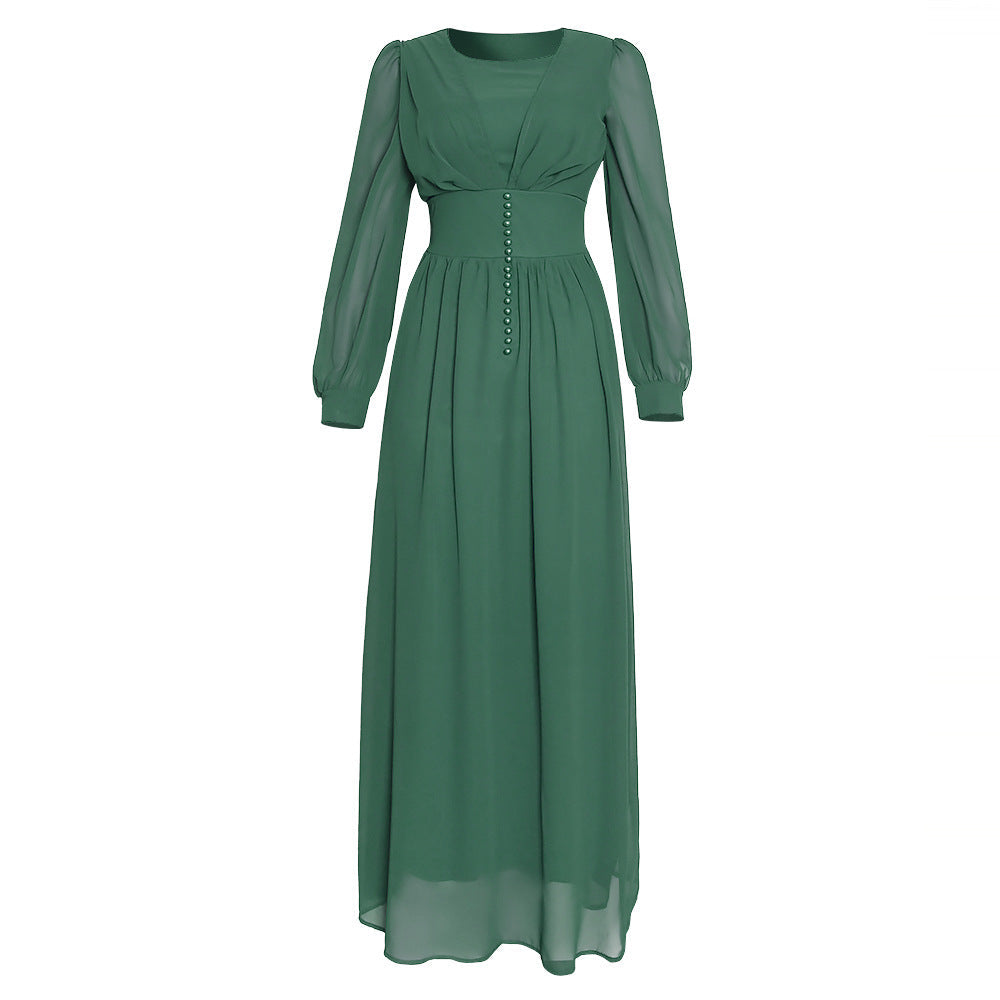 Muslim Women's Clothing Long Sleeve Chiffon Dress NommL