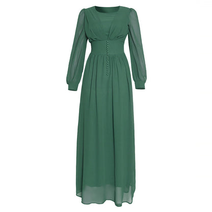Muslim Women's Clothing Long Sleeve Chiffon Dress NommL