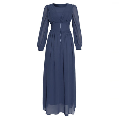 Muslim Women's Clothing Long Sleeve Chiffon Dress NommL