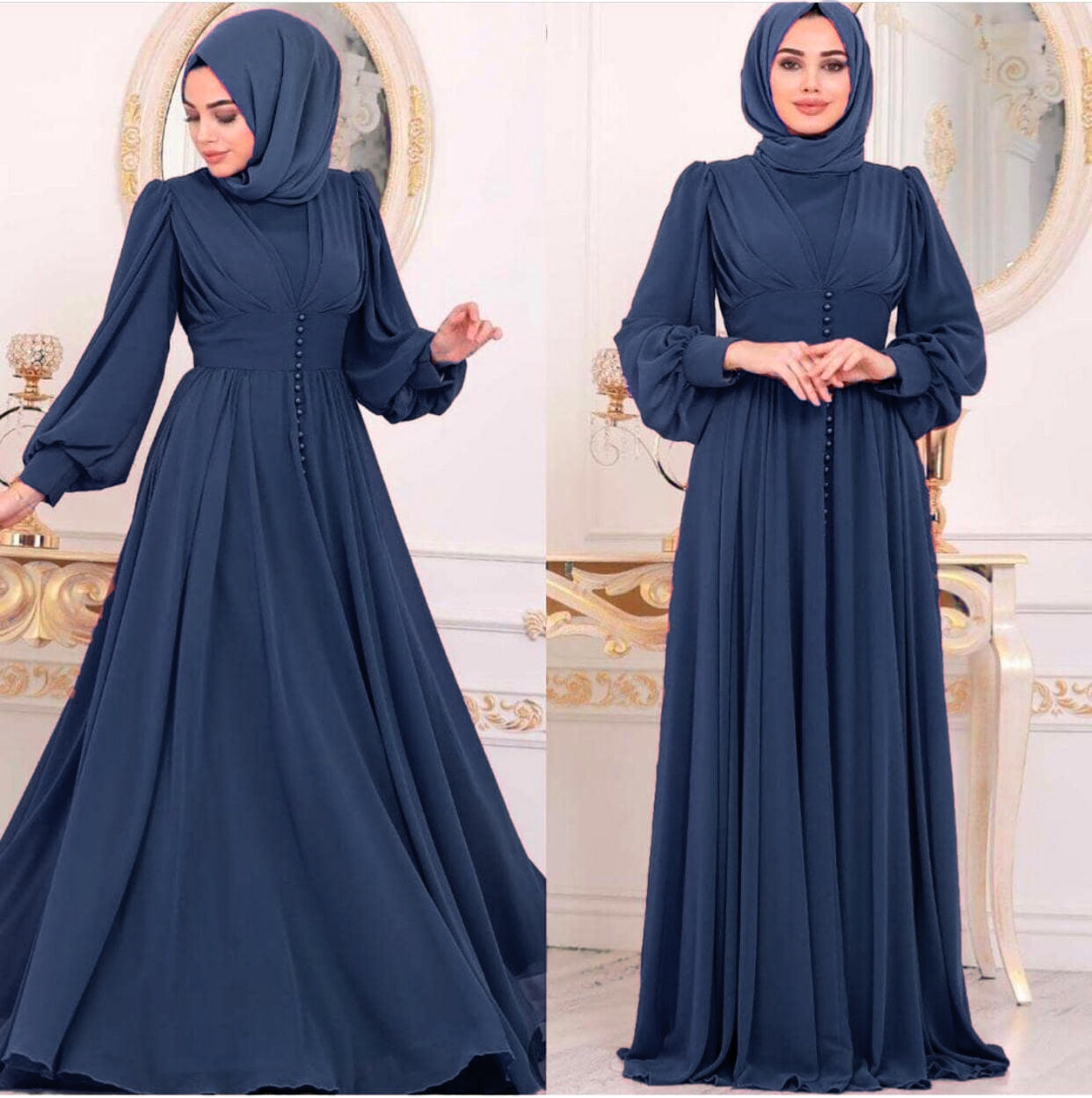Muslim Women's Clothing Long Sleeve Chiffon Dress NommL