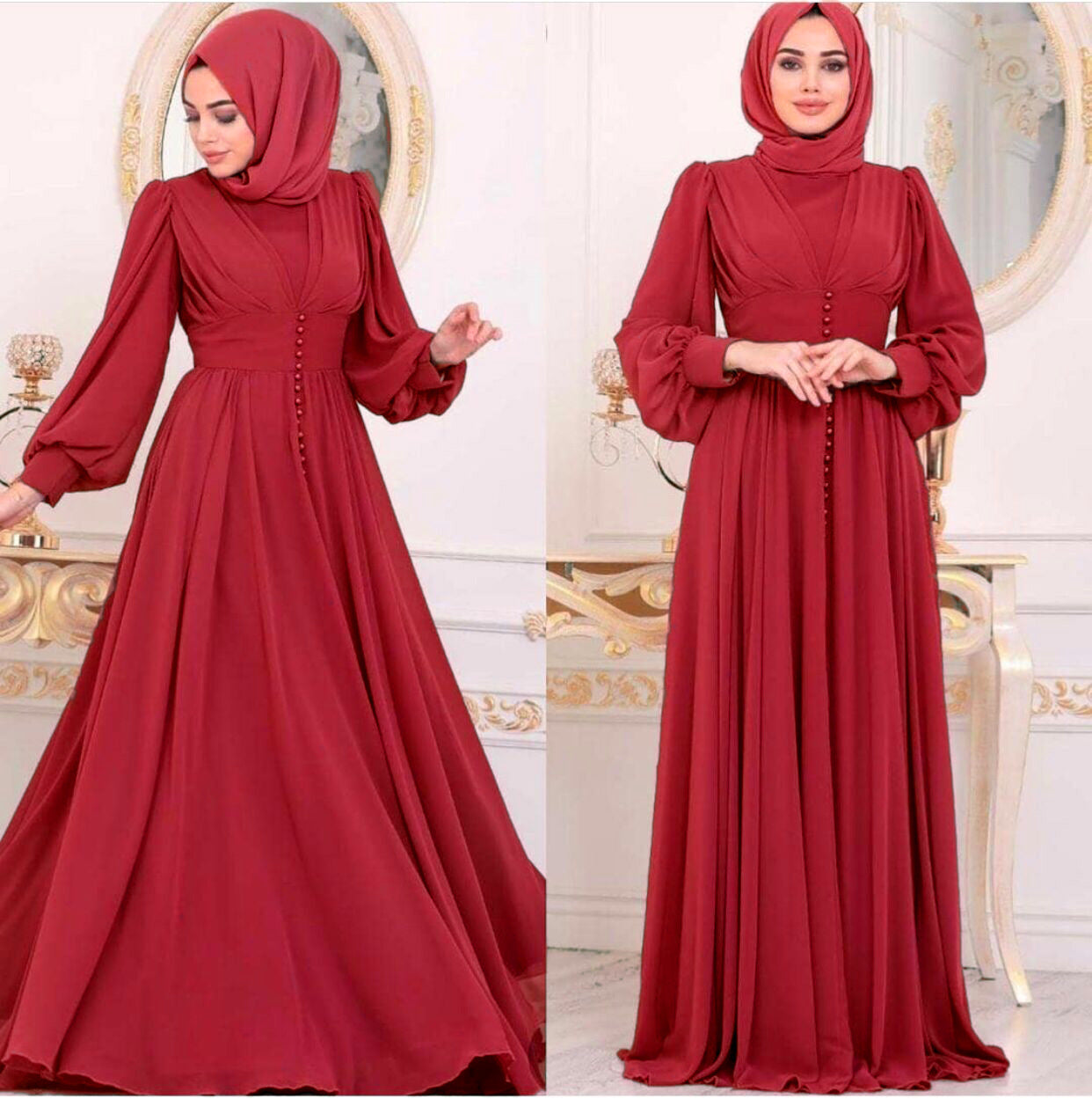 Muslim Women's Clothing Long Sleeve Chiffon Dress NommL