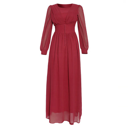 Muslim Women's Clothing Long Sleeve Chiffon Dress NommL