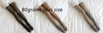 Fake Translucent Plus Size Leggings Fleece Lined Tights Fall And Winter Warm Fleece Pantyhose Women Fleece Lined Pantyhose Thermal Winter Tights NommL