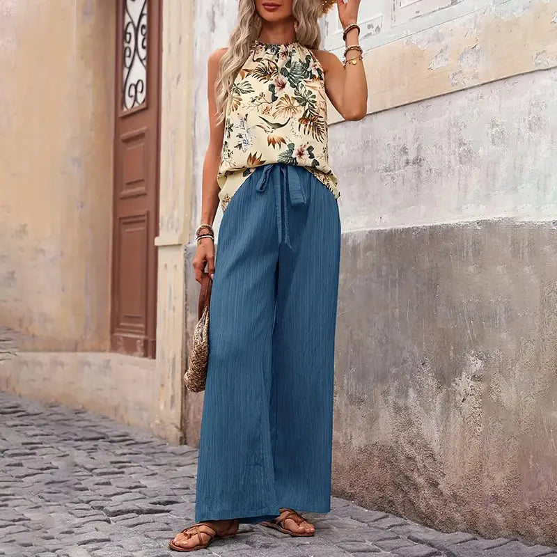 Casual Sleeveless Halter Neck Crop Tops NommL