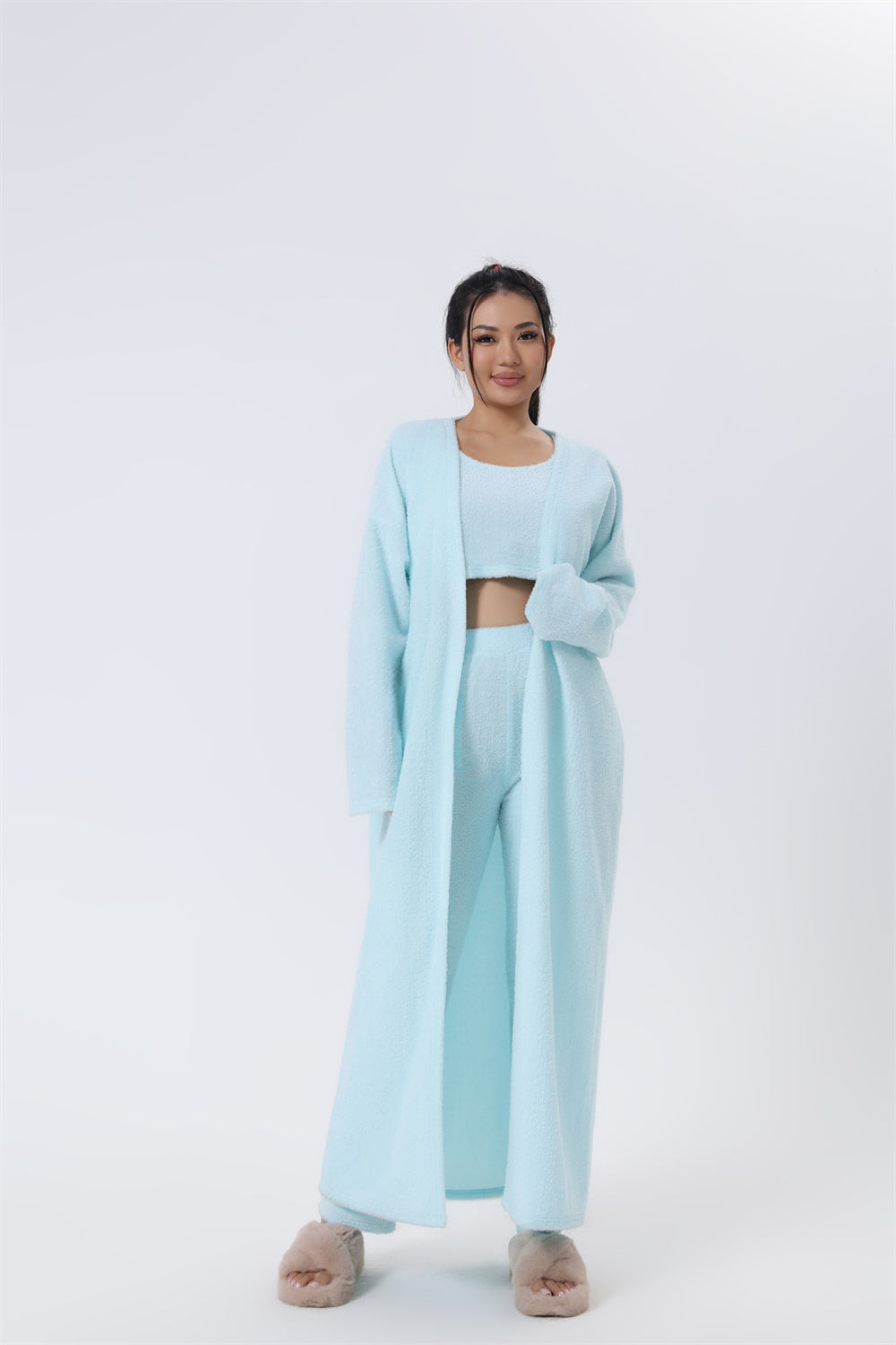 Cozy Pajama Set, 3 Piece Lounge Set, Cute Loungewear, Warm Suit Sets, Matching Set, Lounge Set, 3 Piece Pant Sets, Women Winter Dress NommL