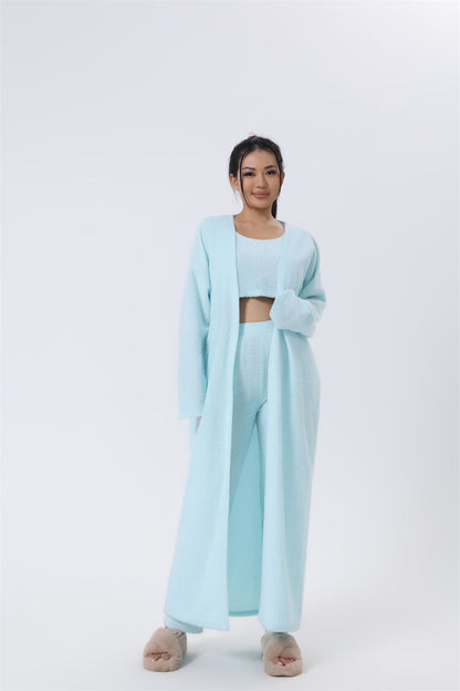 Cozy Pajama Set, 3 Piece Lounge Set, Cute Loungewear, Warm Suit Sets, Matching Set, Lounge Set, 3 Piece Pant Sets, Women Winter Dress NommL