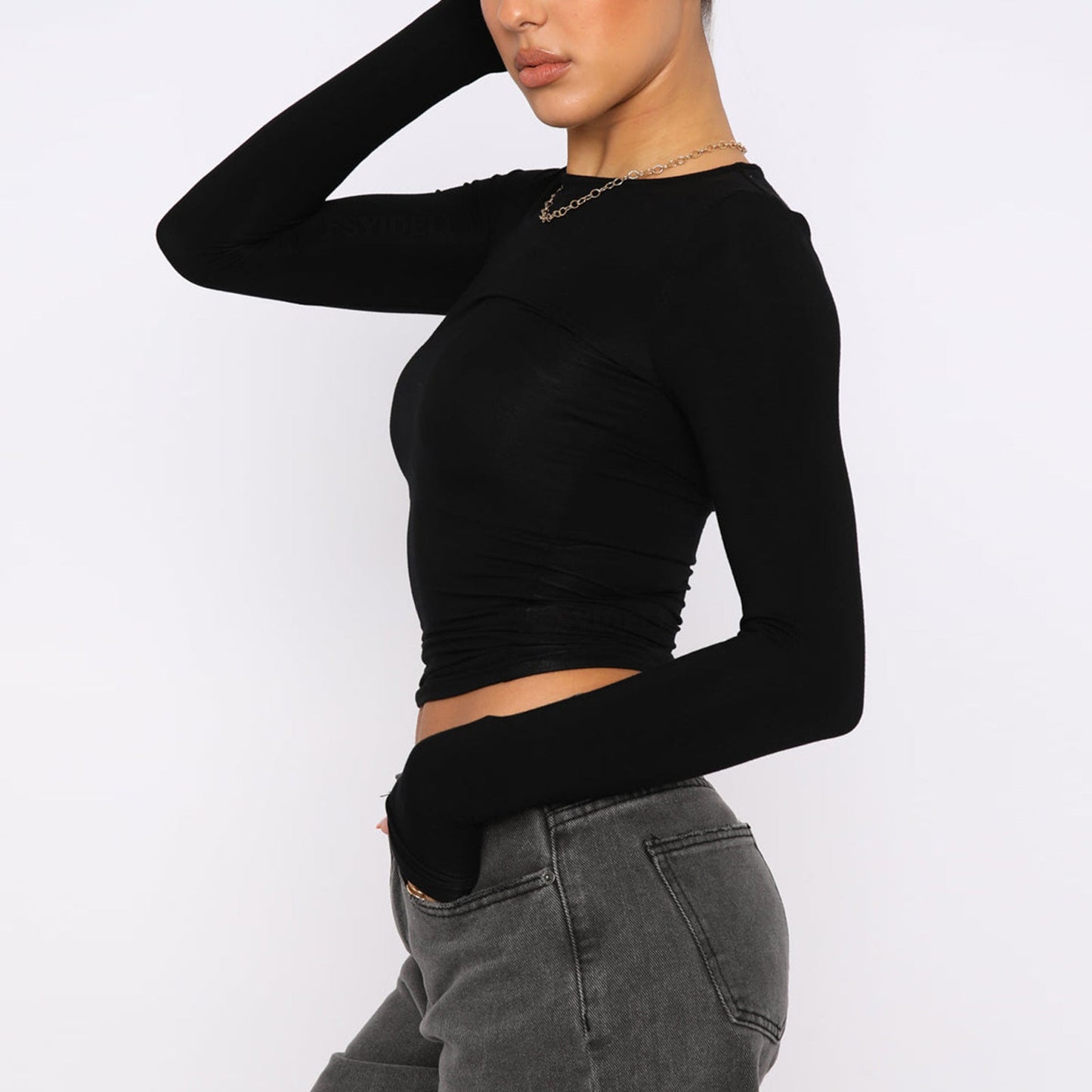 Women's Clothing Fashion Slim Long-sleeved Pullovers Tops Solid Causal Fit Shirts NommL