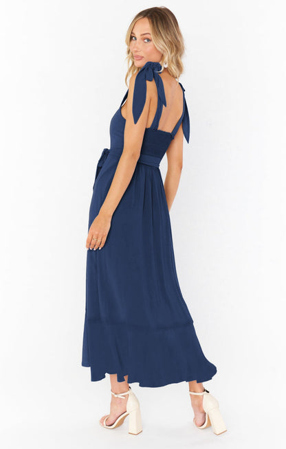 Temperament Suspender Split Dress With Lace-up Design Fashion Summer Ruffled Beach Dresses For Women NommL