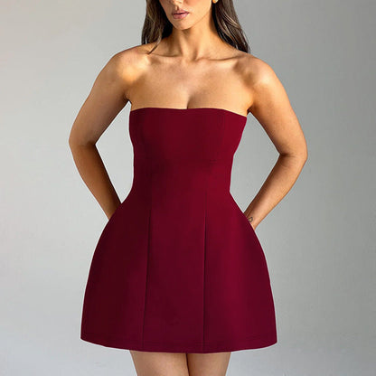Chic Summer Strapless Mini Dress: Elegant Backless Slim Fit Party & Cocktail Wear NommL