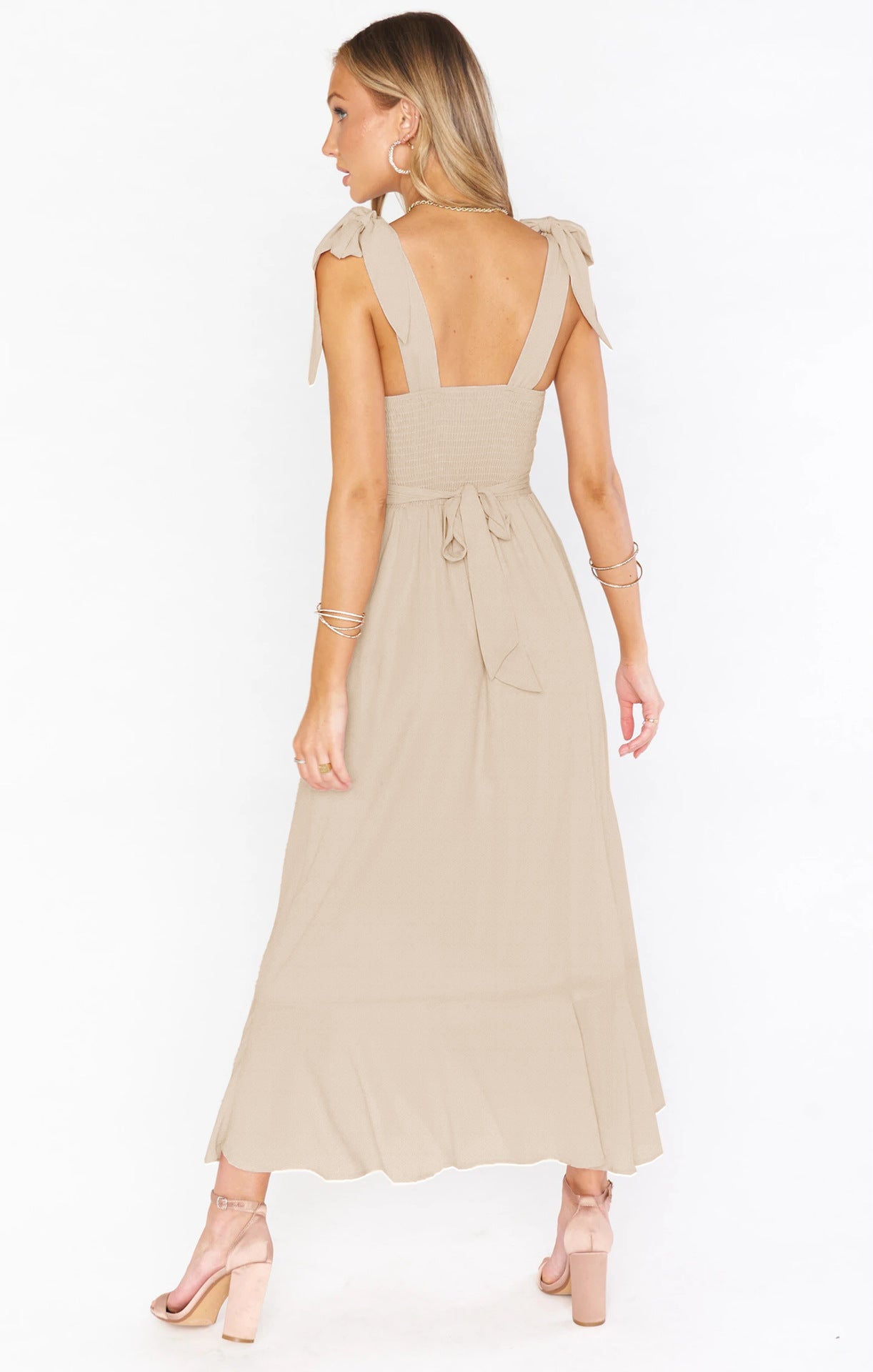 Temperament Suspender Split Dress With Lace-up Design Fashion Summer Ruffled Beach Dresses For Women NommL