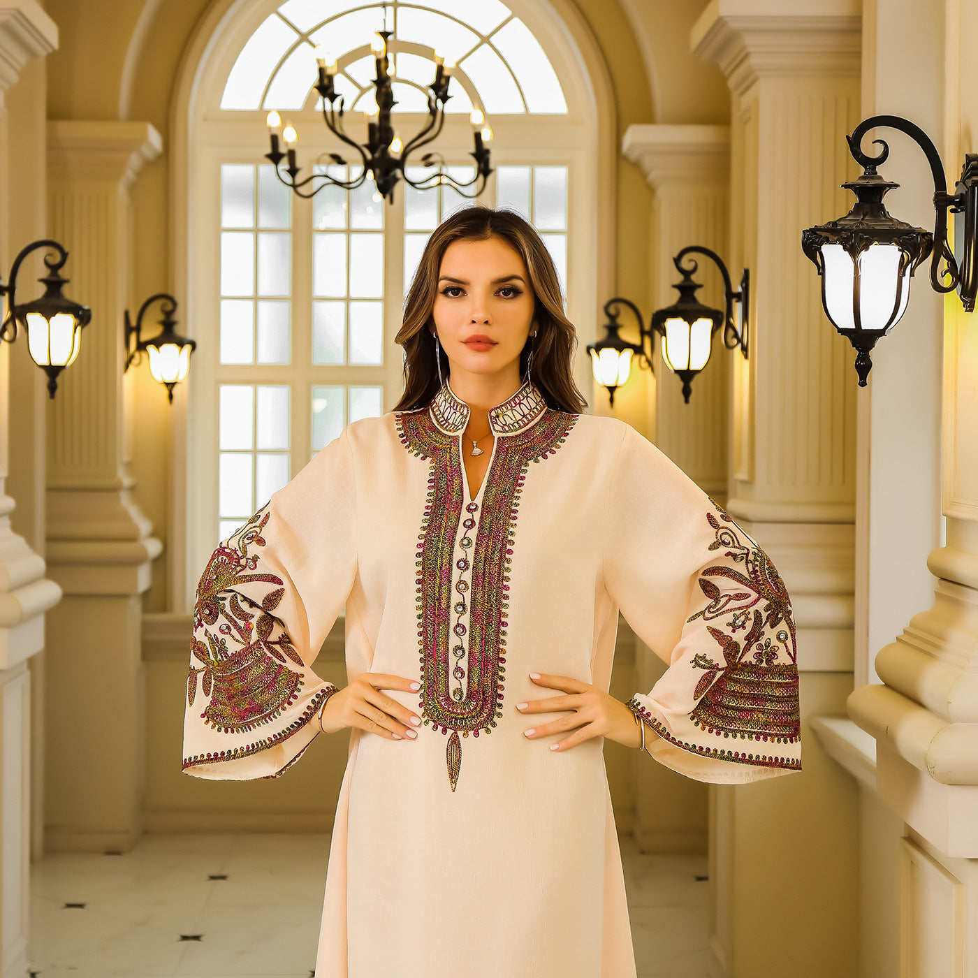Fashion Muslim Rope Embroidered Robe Women's Clothing NommL