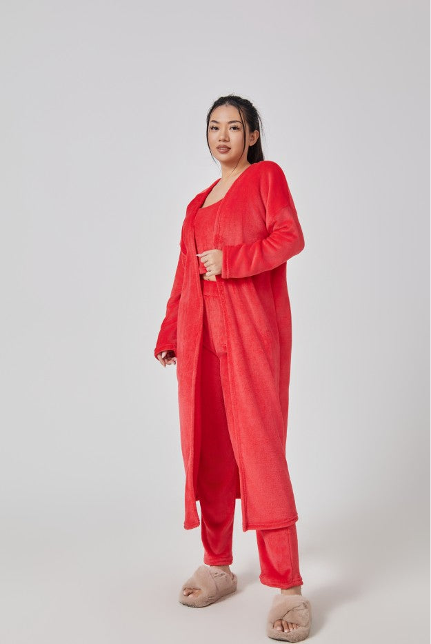 Cozy Pajama Set, 3 Piece Lounge Set, Cute Loungewear, Warm Suit Sets, Matching Set, Lounge Set, 3 Piece Pant Sets, Women Winter Dress NommL