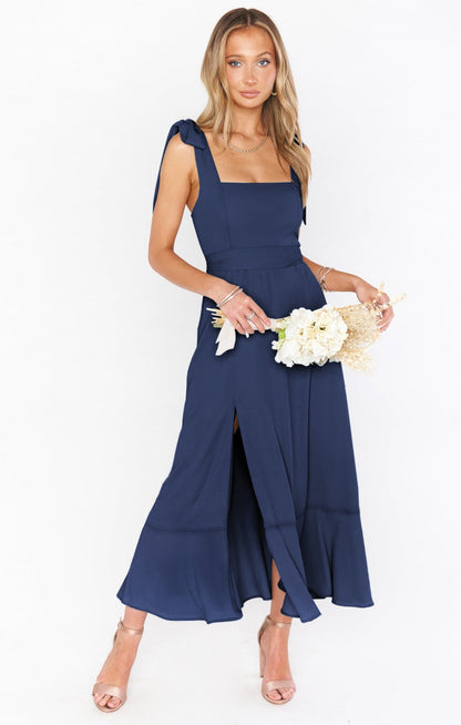 Temperament Suspender Split Dress With Lace-up Design Fashion Summer Ruffled Beach Dresses For Women NommL