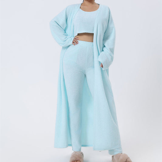 Cozy Pajama Set, 3 Piece Lounge Set, Cute Loungewear, Warm Suit Sets, Matching Set, Lounge Set, 3 Piece Pant Sets, Women Winter Dress NommL