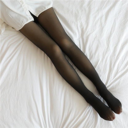 Fake Translucent Plus Size Leggings Fleece Lined Tights Fall And Winter Warm Fleece Pantyhose Women Fleece Lined Pantyhose Thermal Winter Tights NommL