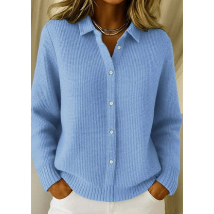 Casual Fashion Button Knitted Lapel Sweater For Women Long Sleeve Knitted Sweaters Tops Winter Jumper NommL