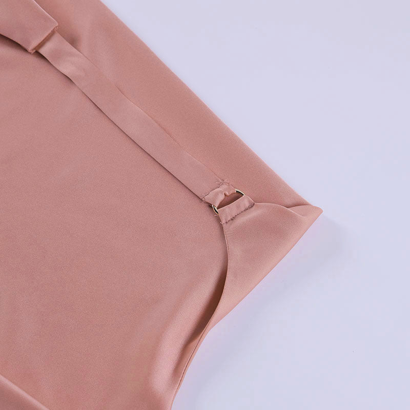 Satin Party Dress V Neck Backless Mini Sleeveless Summer Party Dress NommL