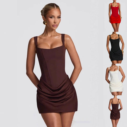 Vintage Summer Corset Dress: Elegant Sleeveless Party & Wedding Guest Mini Dress NommL