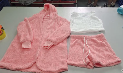 3pcs Womens Clothing Long Sleeve Crop Tank Top And Drawstring Shorts Pajama Set NommL