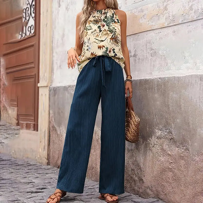 Casual Sleeveless Halter Neck Crop Tops NommL