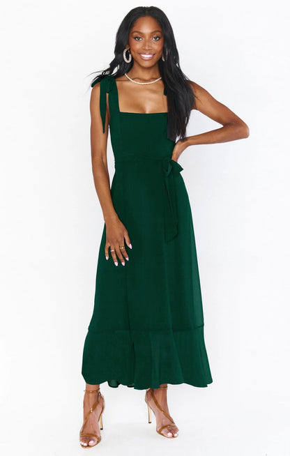 Temperament Suspender Split Dress With Lace-up Design Fashion Summer Ruffled Beach Dresses For Women NommL