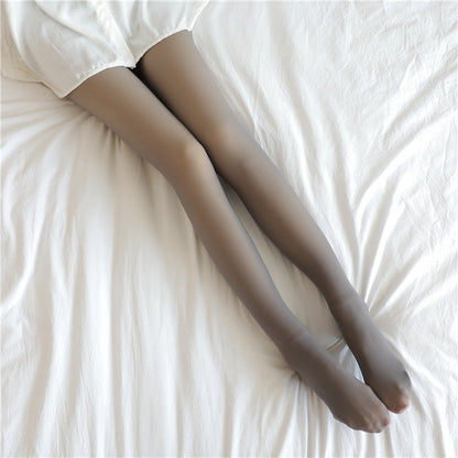 Fake Translucent Plus Size Leggings Fleece Lined Tights Fall And Winter Warm Fleece Pantyhose Women Fleece Lined Pantyhose Thermal Winter Tights NommL