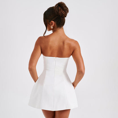 Chic Summer Strapless Mini Dress: Elegant Backless Slim Fit Party & Cocktail Wear NommL