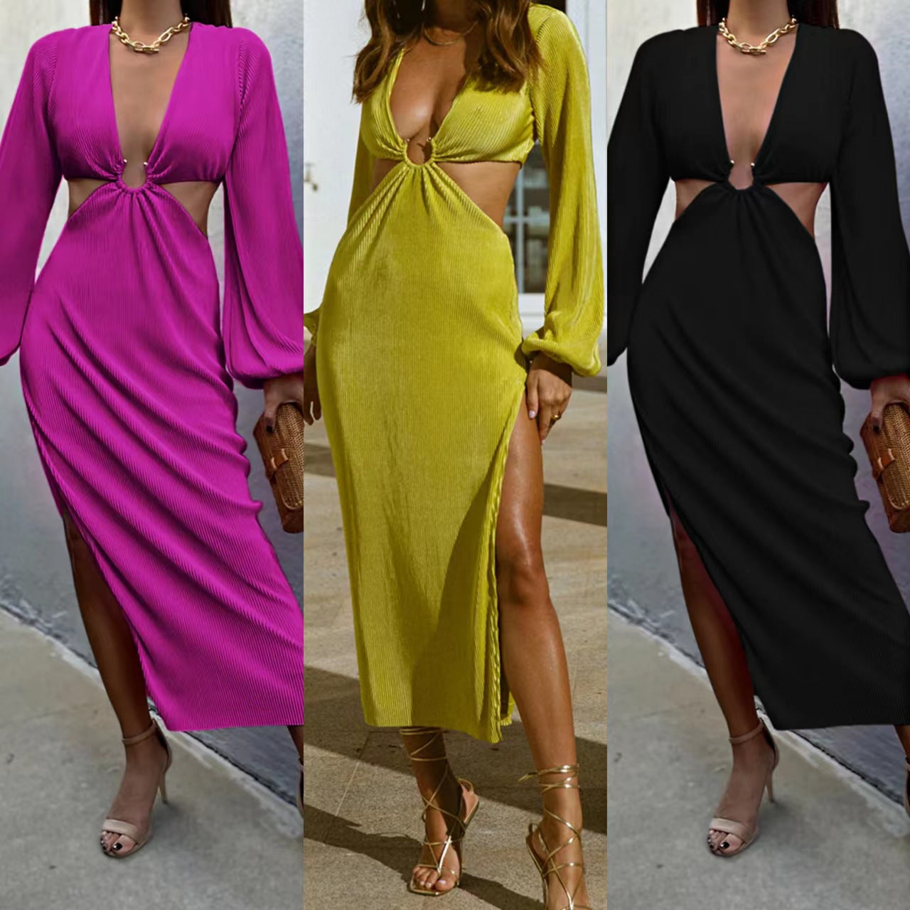Autumn Fashion Pressed Pleated Waistless Women's Dresses NommL