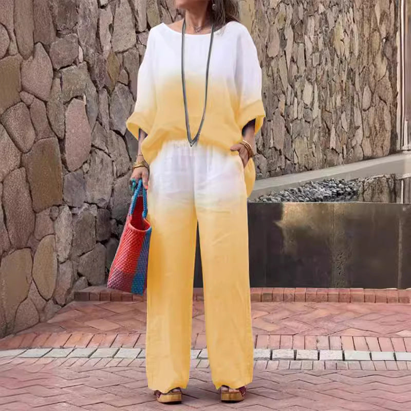 Cotton Linen Gradient Two-piece Set