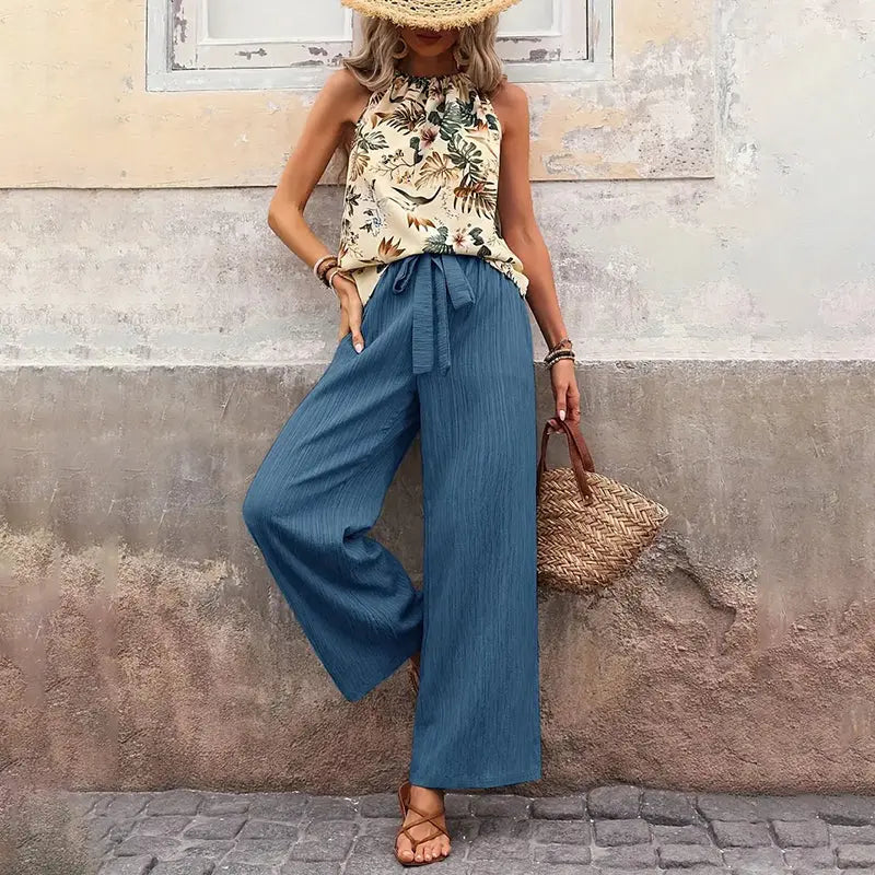 Casual Sleeveless Halter Neck Crop Tops NommL