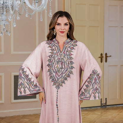 Rope Embroidered Robe Gown Elegant Dress NommL
