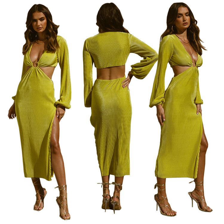 Autumn Fashion Pressed Pleated Waistless Women's Dresses NommL