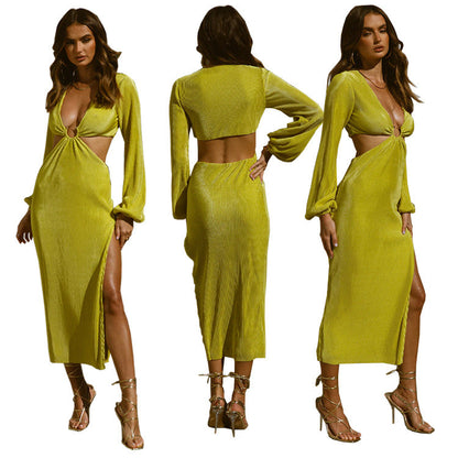 Autumn Fashion Pressed Pleated Waistless Women's Dresses NommL